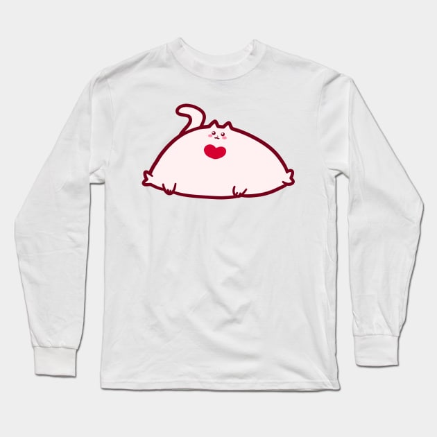 Cute Fluffy Fat Cat Long Sleeve T-Shirt by saradaboru